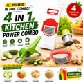 4-in-1 Kitchen Prep Combo Set | Vegetable Slicer, Garlic Press, Nut Grater & Vegetable Cutter